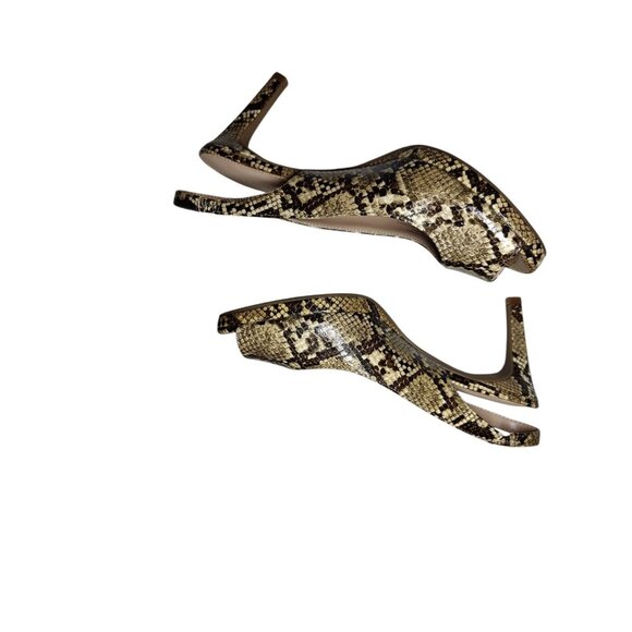Kelly & Katie Open-Peep-Toe Brown Snakeskin Strappy 3.25" Heels 9.5M - Picture 2 of 8